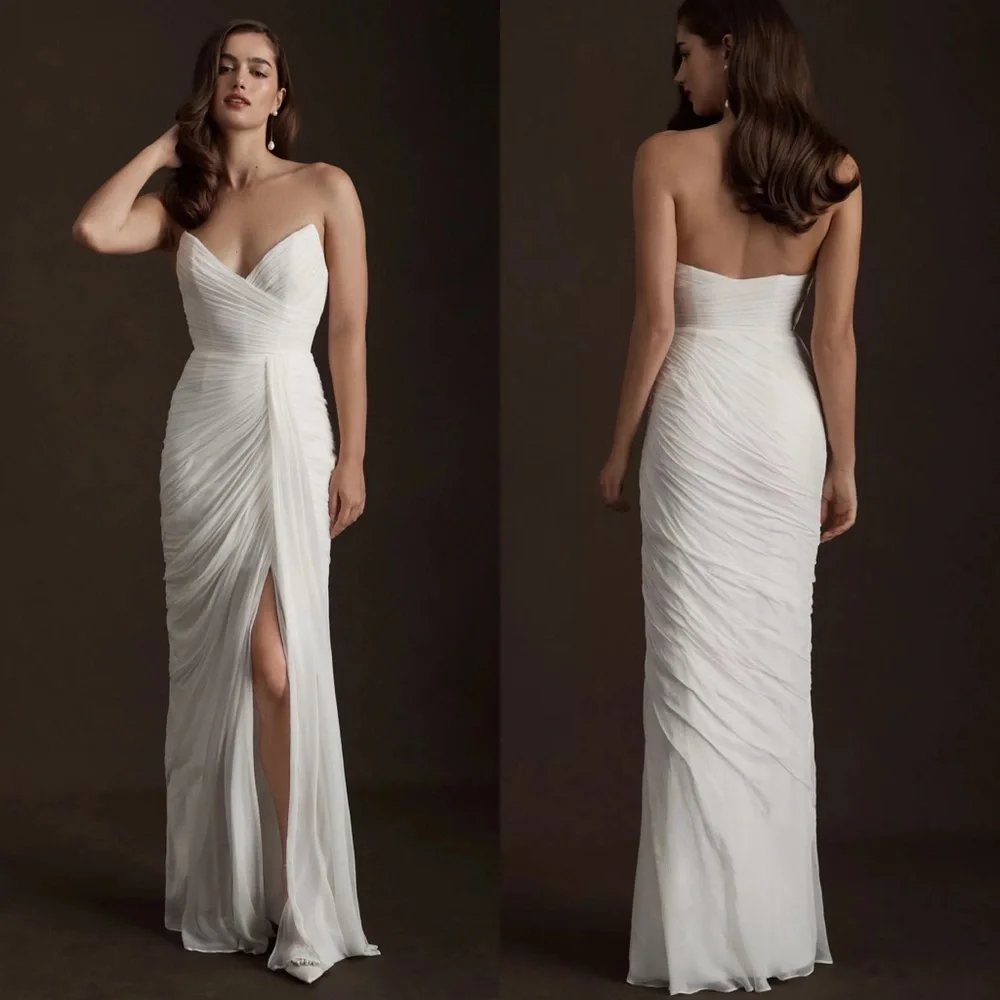 WATTERS Lupine Strapless Sweetheart Mesh Sheath Wedding Gown – Size 0 - Picture 2 of 11